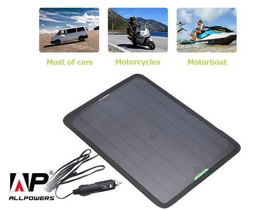Allpowers: 18V 5W Portable Solar Car Battery Charger